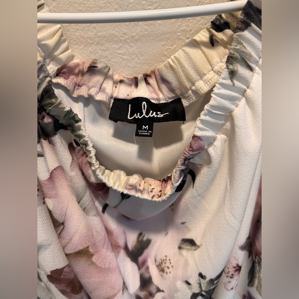 Lulu’s Dream of You Ivory Floral Print Off-the-Shoulder Shift Dress Medium M - Picture 5 of 9